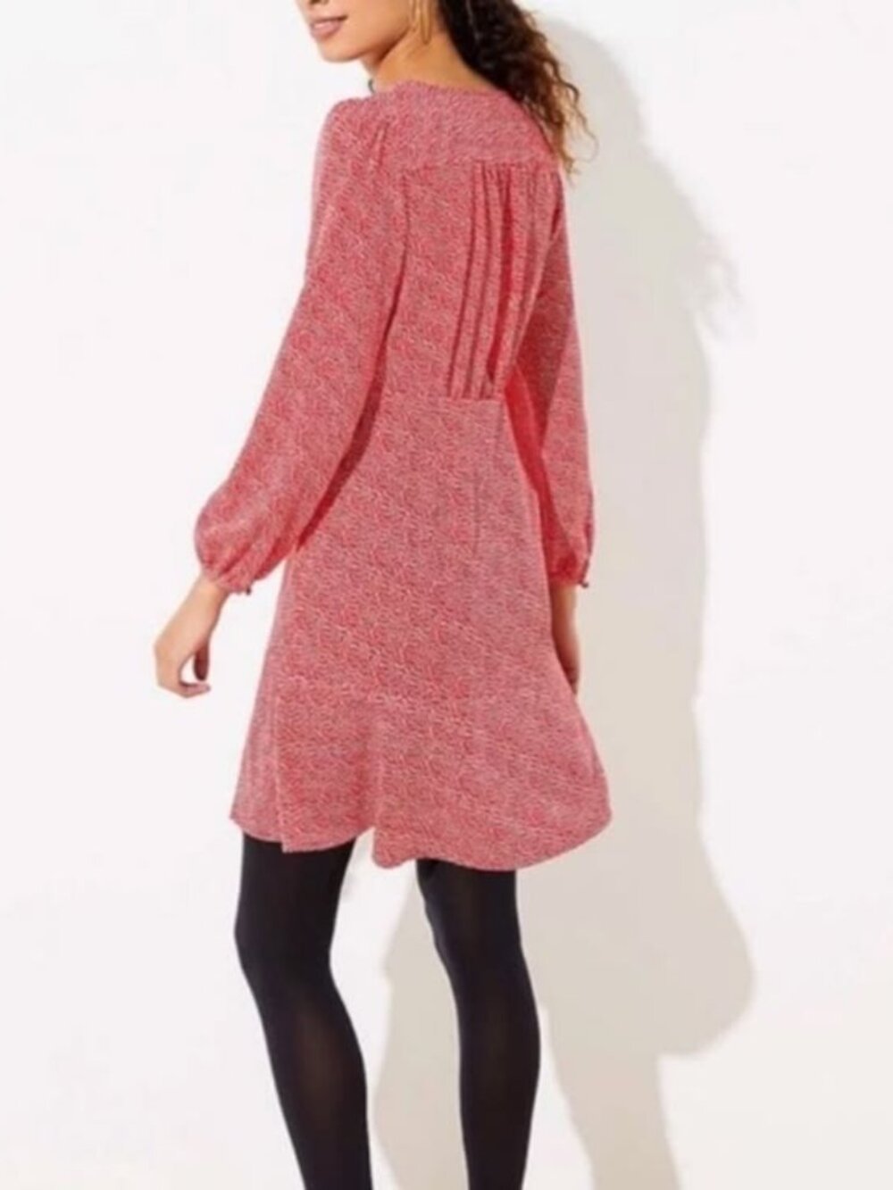 NWT LOFT Women’s Sz 10 Red and White Heart Print Button-Front Fit & Flare Dress - Picture 2 of 14